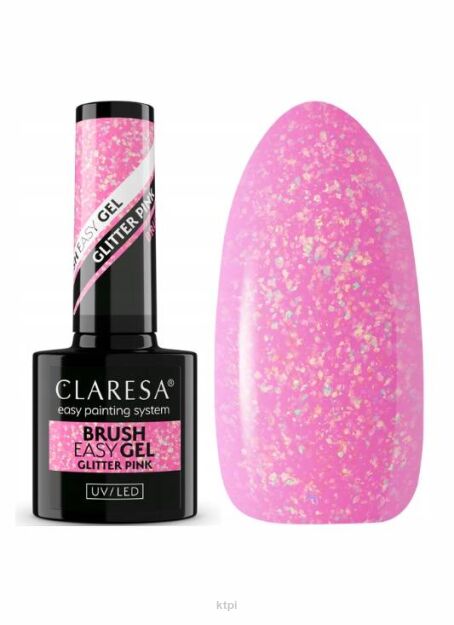 Claresa Brush Easy Gel żel do paznokci w butelce Glitter Pink 5 ml