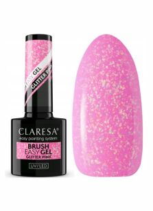 Claresa Brush Easy Gel żel do paznokci w butelce Glitter Pink 5 ml