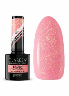 Claresa Brush Easy Gel żel do paznokci w butelce Glitter Peach 5 ml