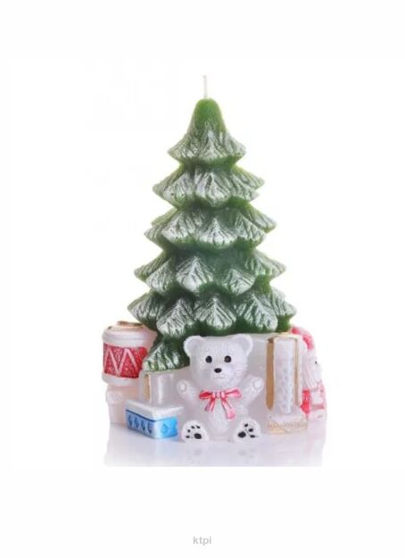Bartek Candles Świeca dekoracyjna - Choinka zielona z prezentami 365g