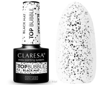 Claresa Top Bubble Black Mat Matowy top z czarnymi drobinkami 5 g