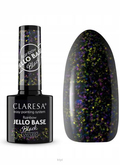 Claresa Rainbow Jello baza hybrydowa kolor Black z kawałkami folii 5 g