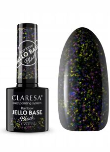 Claresa Rainbow Jello baza hybrydowa kolor Black z kawałkami folii 5 g