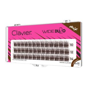 Clavier Kępki Rzęs WIDE Du2o Mini Paski Mix 10/12/14 mm Brown Brązowe