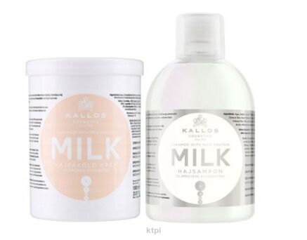 KALLOS KJMN maska MILK z proteinami mleka nawilżająca + szampon 1000 ml